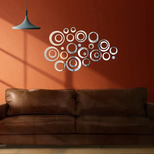3D Ring Acrylic Mirror Wall Decor – Gold & Silver
