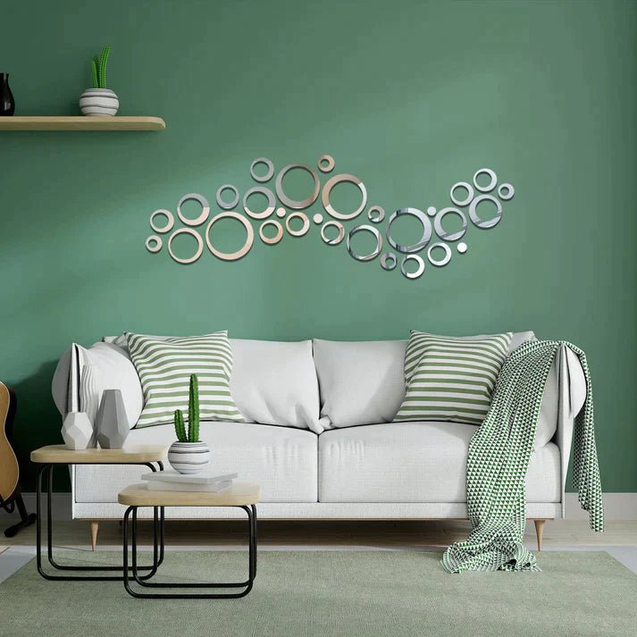 3D Ring Acrylic Mirror Wall Decor – Gold & Silver