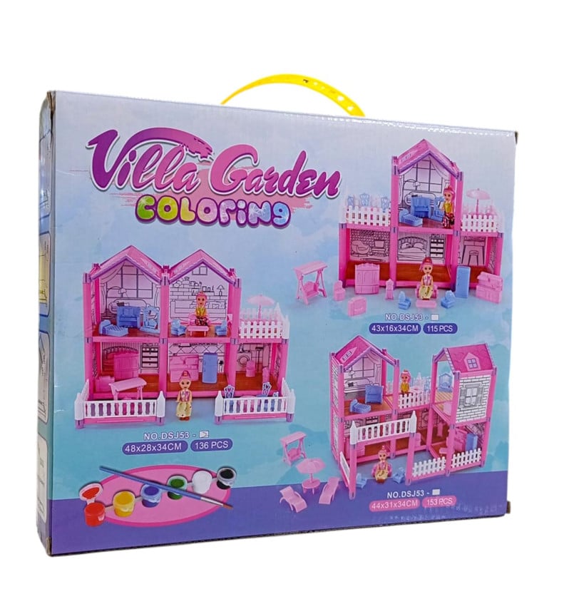 DreamVilla Dollhouse Playset – Large Multi-Room Doll House with Dolls