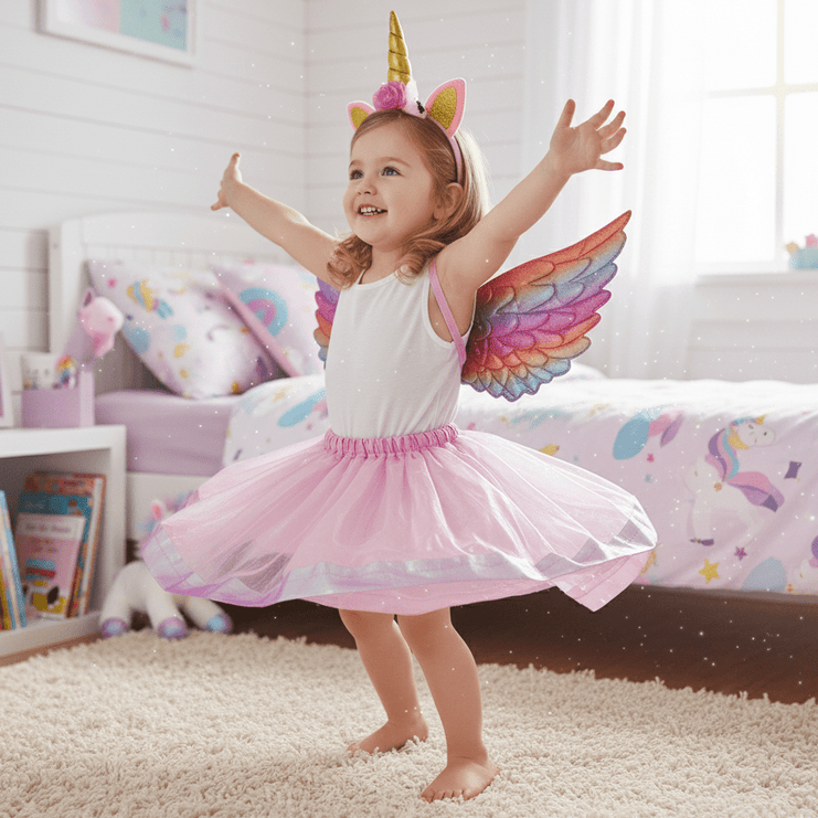 Girls Pink Unicorn Fairy Costume