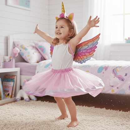 Girls Pink Unicorn Fairy Costume