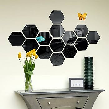 Hexagon Acrylic Mirror Wall Stickers – 13-Piece Set